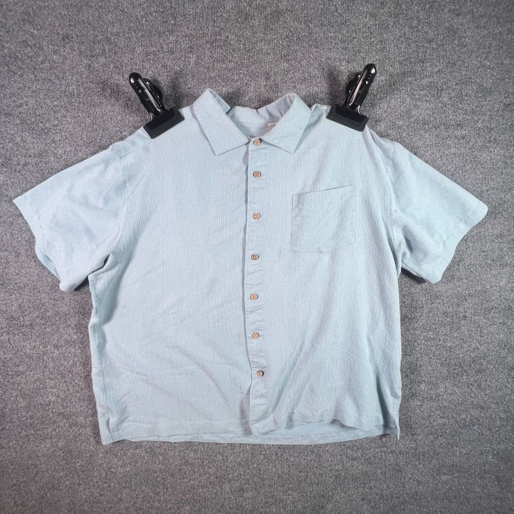 Batik Bay Button-Up Shirt Men's 2XL Blue Rayon Beach Hawaiian Aloha Camping
